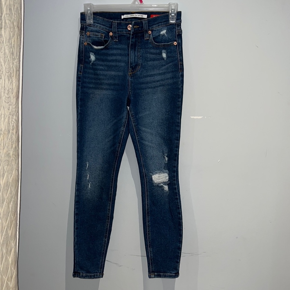 Celebrity pink dark blue jeans. US 0/1.